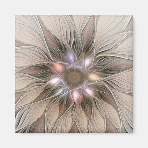 Íman Abstrato Beige Brown Floral Fractal