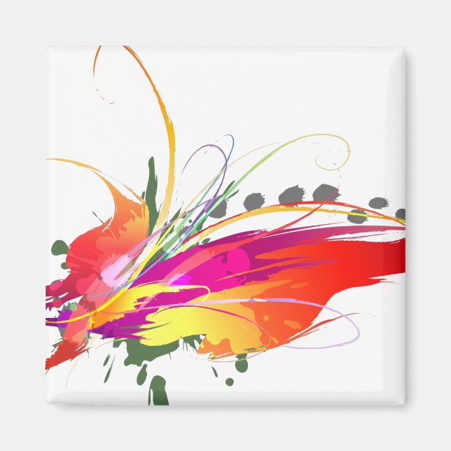 Íman Abstrato Bird of Paradise Paint Splatters (Frente)