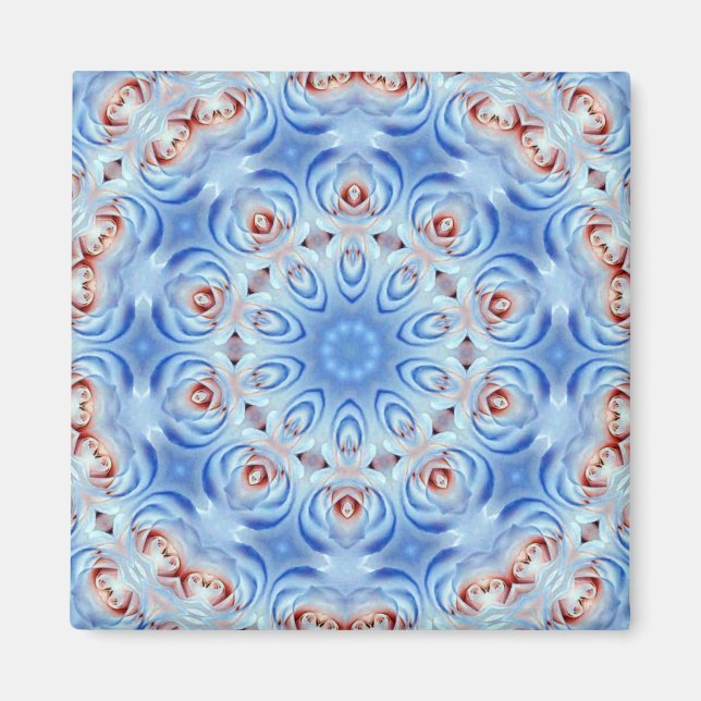 Íman abstrato branco vermelho e rosa azul (Frente)