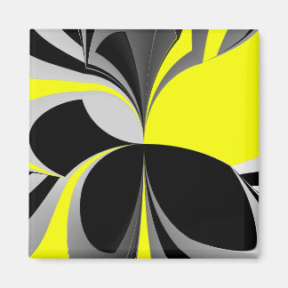Íman Abstrato Cinza Preto Amarelo