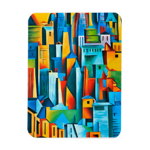 Íman Abstrato Cityscape Building Skyscrapts Art