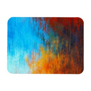 Íman Abstrato colorido azul turquesa, laranja e vermelh