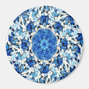 Íman Abstrato da mandala negra branca azul
