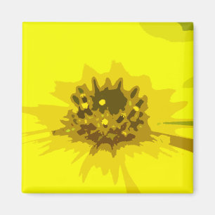 Íman Abstrato Daisy Flower em amarelo vívido colorido