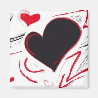 Íman Abstrato de coração negro vermelho