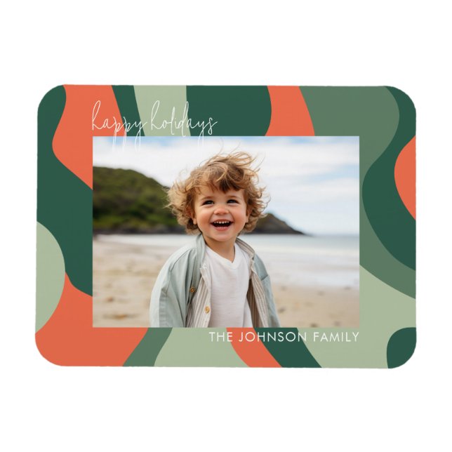 Íman Abstrato de linha orgânica - 1 Photo Jade Coral (Horizontal)