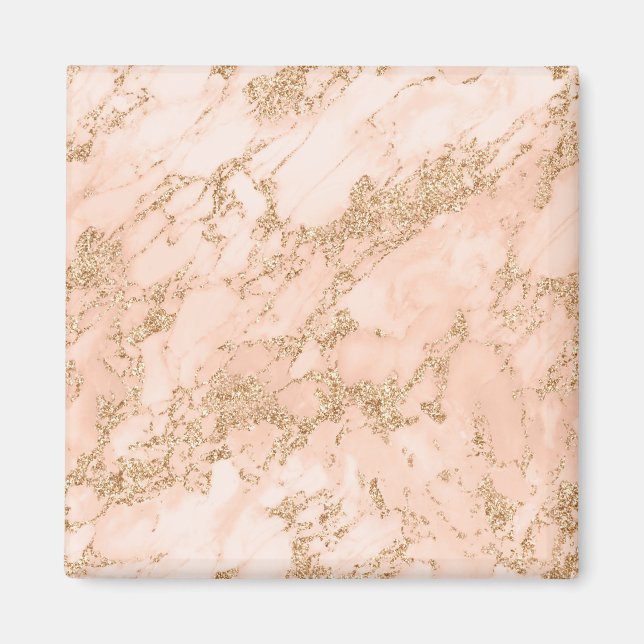 Íman abstrato de mármore rosa dourado (Frente)