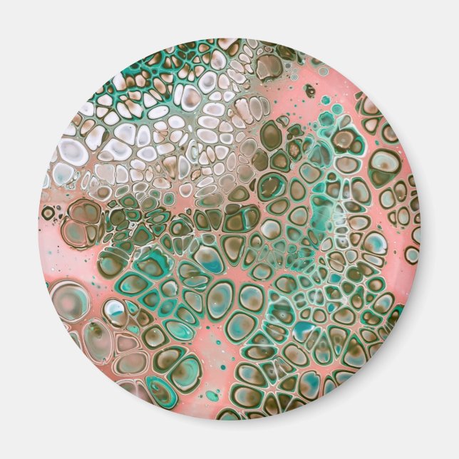 Íman Abstrato de Pêssego e Turquesa Acrílica (Frente)