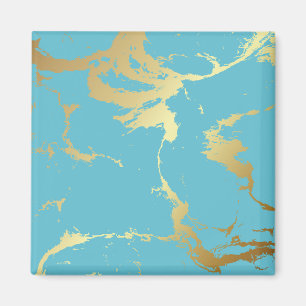 Íman Abstrato de pintura acrílica em teal e em mármore