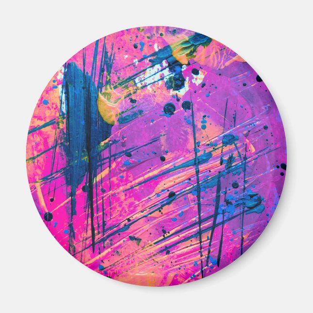 Íman Abstrato de pintura de sol de verão (Frente)