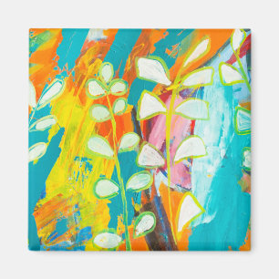 Íman Abstrato de pintura em acrílico floral multicolor