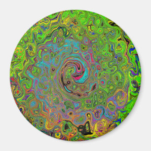 Íman Abstrato do Groovy Verde limão e espiral azul