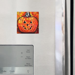 Íman Abstrato do Halloween Whimsical Jack-O-Lantern