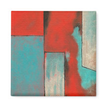 Abstrato Expressionista Arte Pintura Turquesa Verm