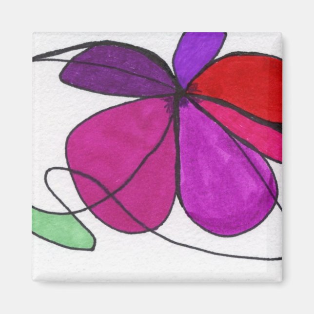 Íman Abstrato floral floral em violetas vermelhos (Frente)
