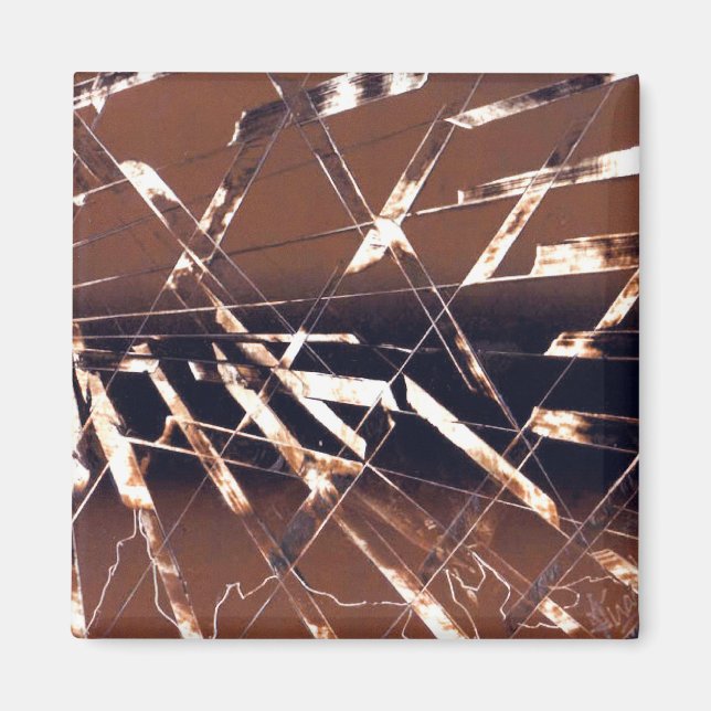 Íman Abstrato geométrico em castanho e preto (Frente)