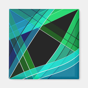 Íman Abstrato, geométrico, verde, azul, preto