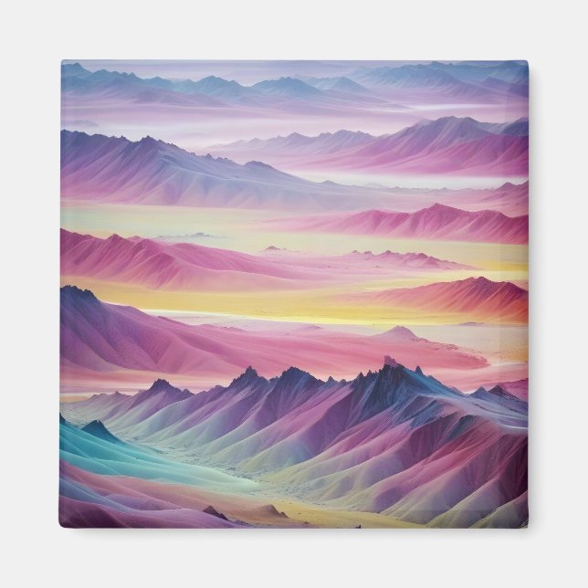 Íman Abstrato Landscape Mountain Valley Nature Scenery (Frente)