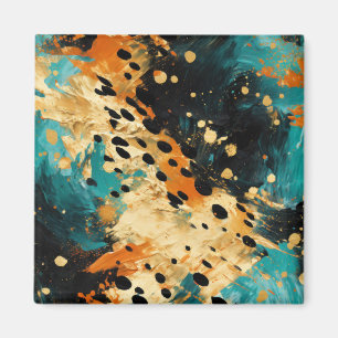 Íman Abstrato-leopardo-laranja Dourado-Aqua