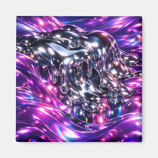 Íman Abstrato Líquido Roxo Cromo (Frente)