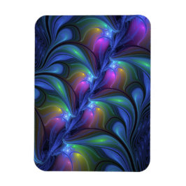 Íman Abstrato Luminoso Colorido Azul Rosa Verde Fractal
