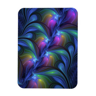 Íman Abstrato Luminoso Colorido Azul Rosa Verde Fractal