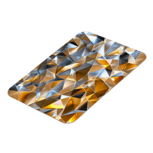 Íman Abstrato Metálico Moderno Dourado Prata Geométrico