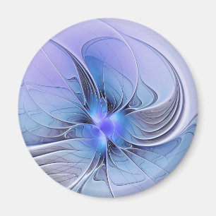 Íman Abstrato Modern Fractal Art Lavanda Azul