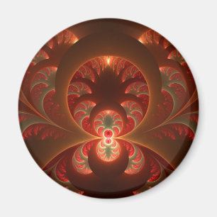 Íman Abstrato Moderno Luminoso Laranja Vermelho Fractal