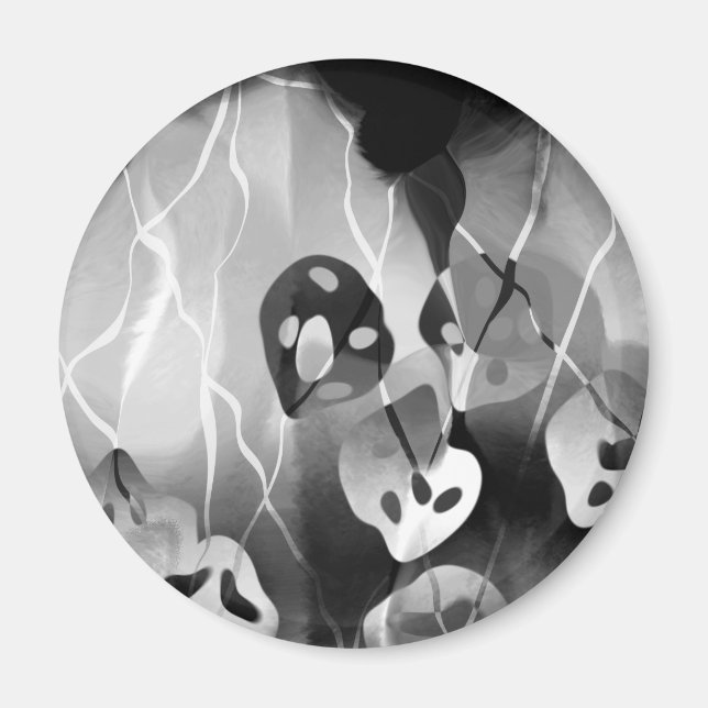 Íman Abstrato Moderno Preto e Branco (Frente)