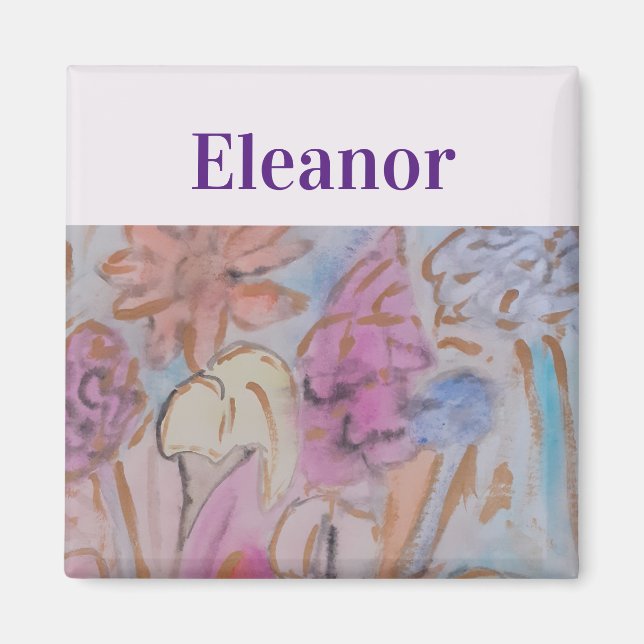 Íman Abstrato Pastel Floral Personalizado Magnet (Frente)