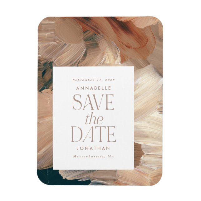 Íman Abstrato pintou o chic de terracotta, creme de chá (Vertical)