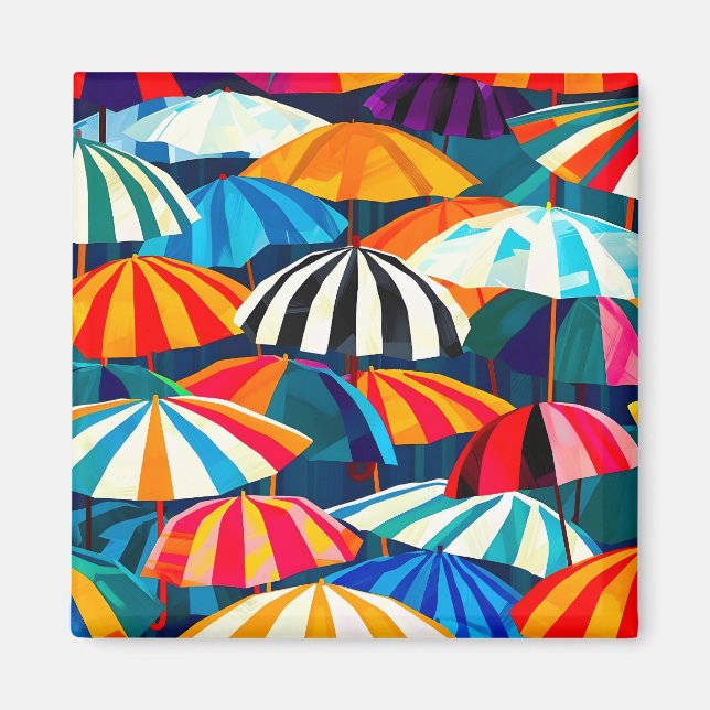 Íman Abstrato Rainbow Beach Umbrella (Frente)
