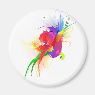 Íman Abstrato Rainbow Lorikeet Paint Splatters