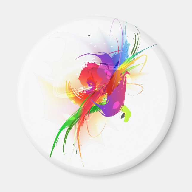 Íman Abstrato Rainbow Lorikeet Paint Splatters (Frente)
