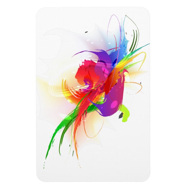 Íman Abstrato Rainbow Lorikeet Paint Splatters (Vertical)