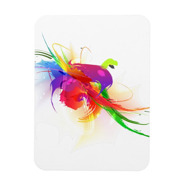 Íman Abstrato Rainbow Lorikeet Paint Splatters (Vertical)