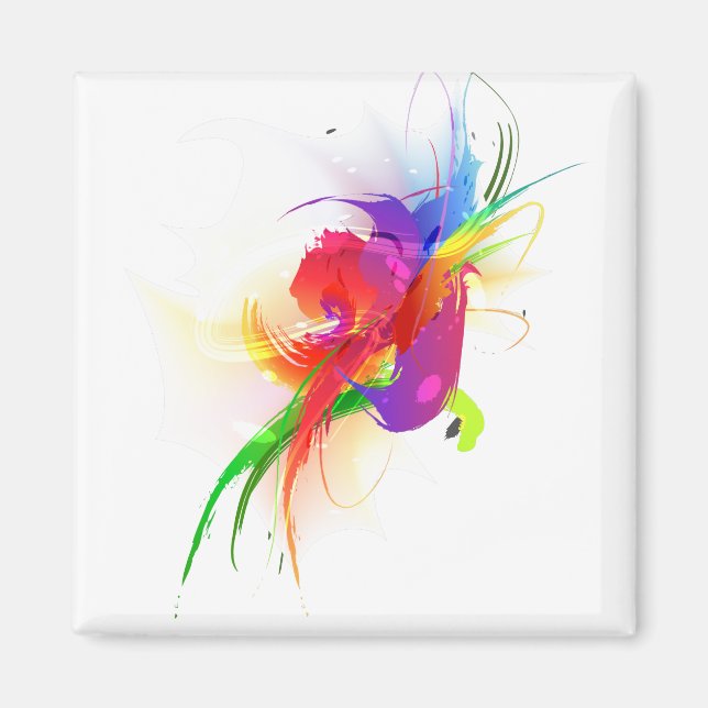 Íman Abstrato Rainbow Lorikeet Paint Splatters (Frente)