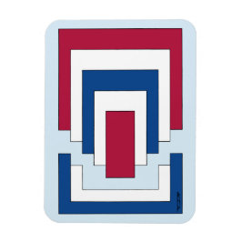 Íman Abstrato retângulo em vermelho, branco e azul