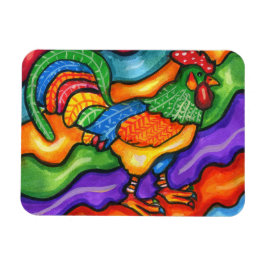 Íman Abstrato Rooster Bird Arte Colorida