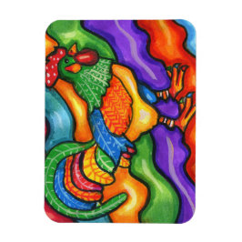 Íman Abstrato Rooster Bird Arte Colorida
