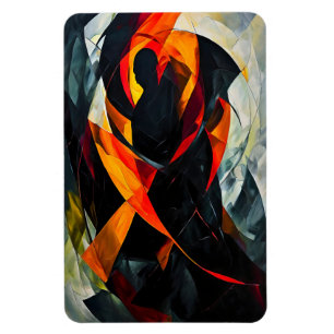 Íman Abstrato Silhouette em Arte Vermelha e Negra Fiery