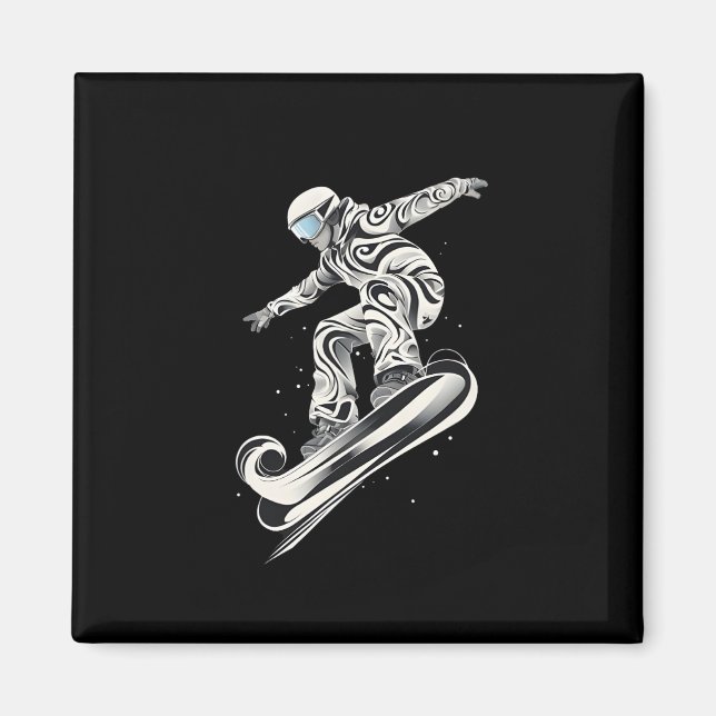 Íman Abstrato Snowboarder Snowboard Snowboard (Frente)