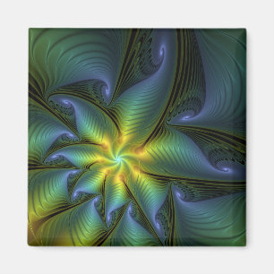 Íman Abstrato Star, Ouro Verde brilhante Arte Fractal