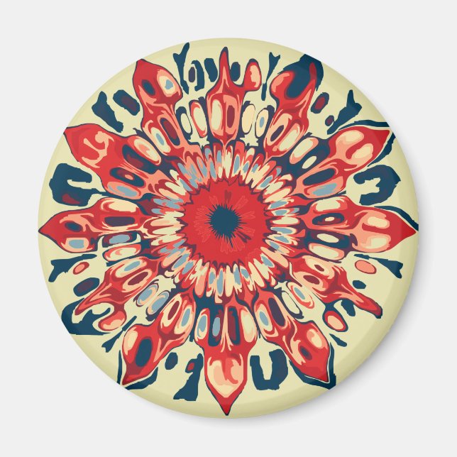 Íman Abstrato SUN FLOWER - azul vermelho + seu backgr. (Frente)