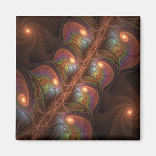 Íman Abstrato Trippy Marrom Fractal Fluorescente Colori