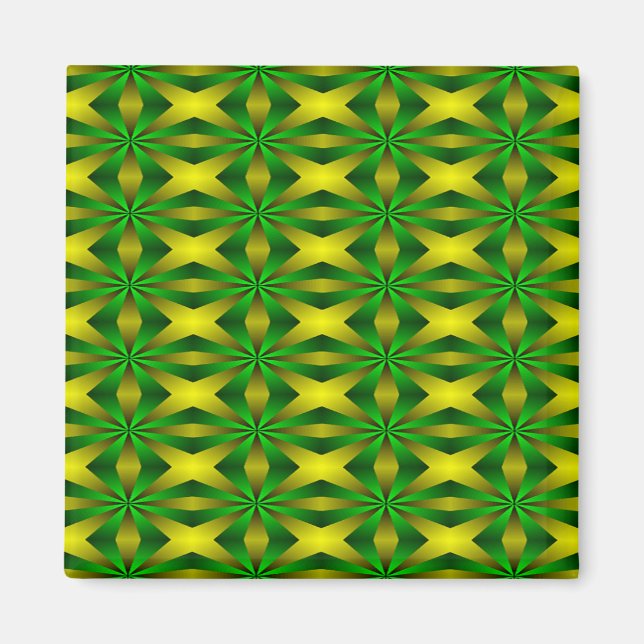 Íman abstrato verde e amarelo (Frente)