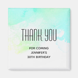 Íman Abstrato Verde Moderno e Azul Aquarela Obrigado