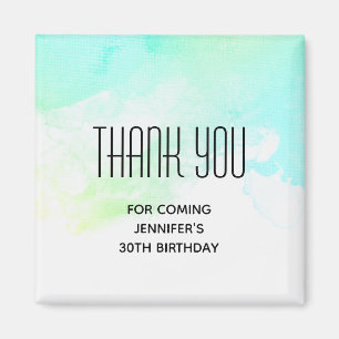 Íman Abstrato Verde Moderno e Azul Aquarela Obrigado