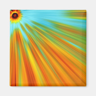 Íman Abstrato vermelho amarelo alaranjado listras em az